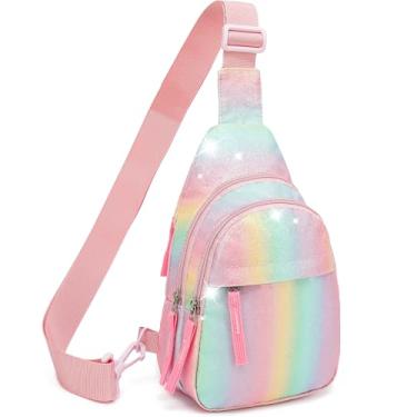 Imagem de PRLINJSK Linda bolsa tiracolo para meninas, pochete infantil, bolsa transversal para adolescentes, presente de aniversário, Glitter, Small, Pochete