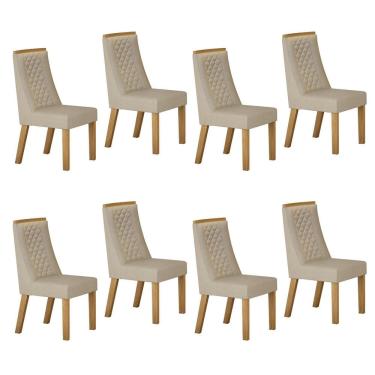 Imagem de Conjunto 8 Cadeiras para Sala de Jantar Dora Bege