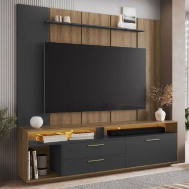 Imagem de Estante para TV Até 75 Polegadas Reims 1 Porta 2 Gavetas com Led Grafite - Art In Móveis