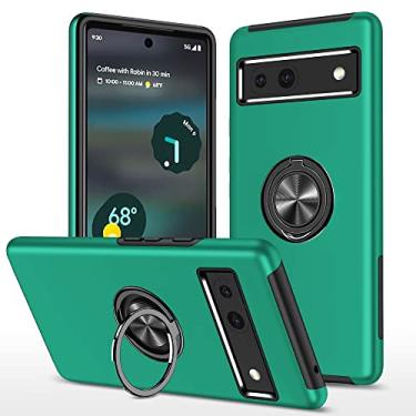 Imagem de SORAKA Capa para Google Pixel 7A com suporte de anel invisível e placa de metal para montagem magnética em carro Capa rígida para PC Capa Google Pixel 7A Capa resistente de nível militar