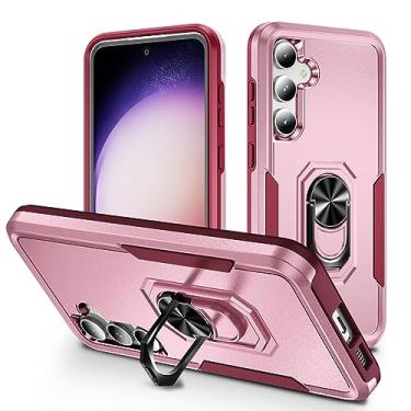 Imagem de SORAKA Capa para Samsung Galaxy S23 FE com suporte de anel e placa de metal capa rígida para PC para-choques de TPU suave capa resistente de ajuste fino estojo protetor à prova de choques