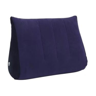 Imagem de Baoblaze Travesseiro inflável em cunha engrossado e confortável para apoio de pernas, versátil, rápido, inflado e desinflado, portátil, formato triangular, Azul Escuro