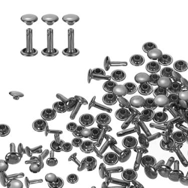 Imagem de HARFINGTON 80 conjuntos de rebites de tampa dupla, 7 x 10 mm, aço carbono, cabeça redonda, parafusos, parafusos tubulares de metal para decoração de artesanato em couro, bronze