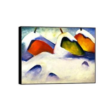 Imagem de BMZFYBS Arte de parede em tela reprodução de pintura famosa - quadros de moldura preta para sala de estar - palheiros na neve - pôster e impressões 20 x 25 cm 8 x 10 pol