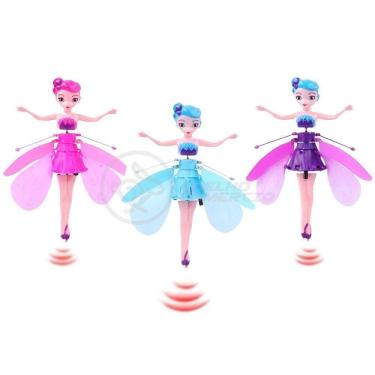 Imagem de Boneco Princesa Aerocraft Fada Voadora Roxo 19Cm C/ Luz