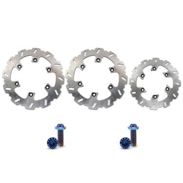 Imagem de Arashi Discos de freio dianteiros traseiros rotores com parafusos de montagem para Yamaha SRX 600 SRX600 1986-1987, peças de acessórios de reposição de motocicleta