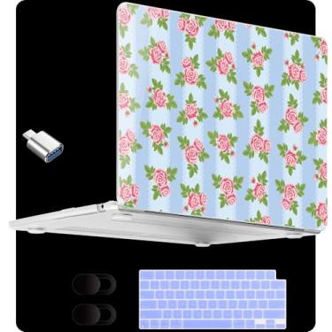 Imagem de MEEgoodo Capa para MacBook Air de 13,5 polegadas M4/M3/M2 2025 2024 2022 (compatível com o modelo A3240/A3113/A2681), capas transparentes para laptop MacBook Air de 13 polegadas, renda e rosas