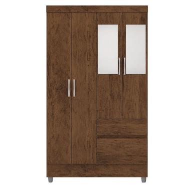 Imagem de Guarda-Roupa Solteiro 4 Portas 2 Gavetas com Espelho Ideval