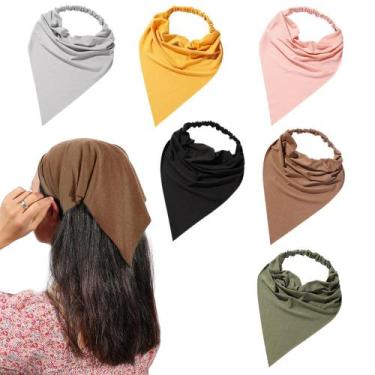 Imagem de Lenço de cabelo, pacote com 6 faixas Vercret para mulheres, tecido de 