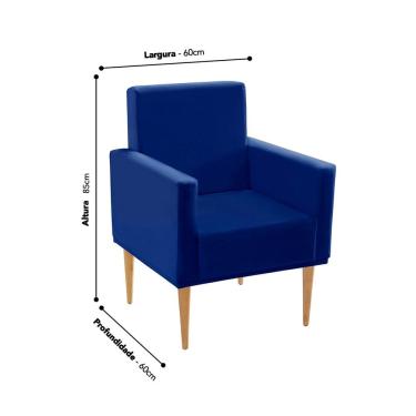 Imagem de Poltrona Decorativa com pés palito Moderna Amorim Azul- M de Lourdes