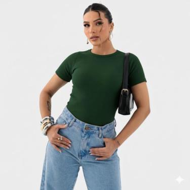 Imagem de Blusa Blusinha Feminina Suplex Duplo Básica Elegante Blogueira Tendenc