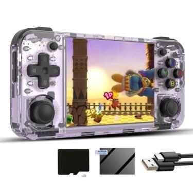 Imagem de RG35XX H Linux Retro Handheld Game Console 35xx H com um cartão de 64G pré-carregado 5570 jogos, RG35XXH tela IPS de 3,5 polegadas suporta 5G WiFi Bluetooth HDMI e saída de TV (RG35XXH-Roxo-NOVO)