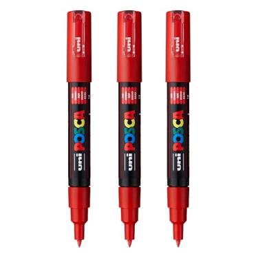 Imagem de posca Marcadores de tinta à base de água PC-1M, ponta extrafina (0,7 mm), vermelho, 3 unidades