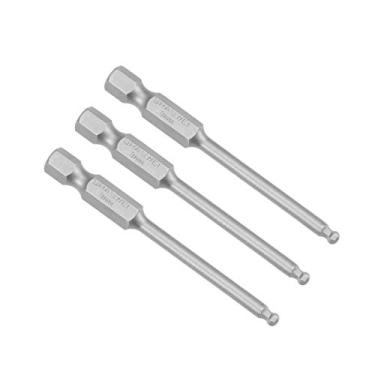 Imagem de uxcell 3 peças de ponta esférica Hex Bits 1/4 polegadas Hex Hank 2,6 polegadas comprimento magnético chave de fenda S2 HRC58 broca de chave de fenda, a19082100ux0024, H3