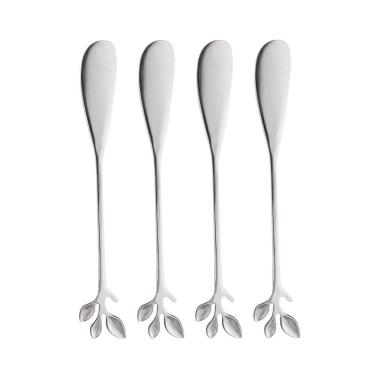 Imagem de Cj 4 Espátulas P/Servir Manteiga/Patê Aço Inox Leaves Prata Wolff