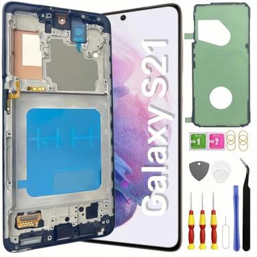 Imagem de Tela de substituição TFT Galaxy S21 para Samsung Galaxy S21 5G LCD tela sensível ao toque digitalizador pantalla com kit de ferramentas de moldura SM-G991U G991B Preto (sem impressão digital)
