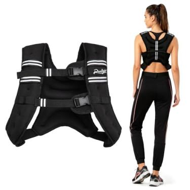 Imagem de Runlight Colete pesado para mulheres e homens 3 kg/5 kg/8 kg/10 kg com listras refletivas e tiras de fivela dupla ajustáveis para treinamento de força, corrida, cardio, perda de peso (preto, 5 kg)
