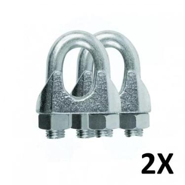 Imagem de Kit 2 Clips Grampado Para Cabo De Aço 3Mm 1/8'' - Clip Grampado