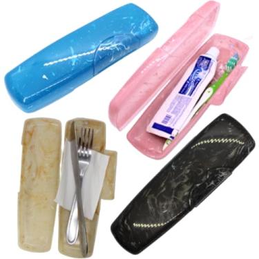 Imagem de Estojo Multiúso Marmorizado Nécessaire Porta escova e pasta de dente, talher, material escolar, óculos, etc - Cor: Rosa