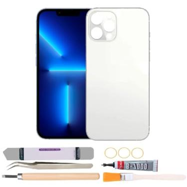 Imagem de Substituição de vidro da capa traseira compatível com iPhone 13 Pro Max de 6,7 polegadas com kits de ferramentas de reparo (branco)