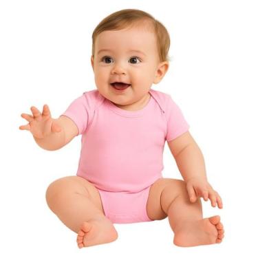 Imagem de Body Bebê Liso cor Rosa100% Algodão - Baby da Moda