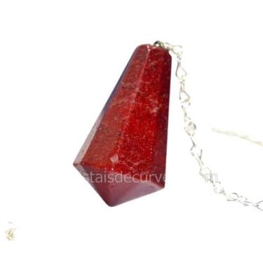 Imagem de Pêndulo de Pedra Quartzo Vermelho Piramidal Invertido - Lapidado - Ata