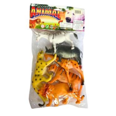Imagem de Kit Animais da Savana com 06 Peças Diversos Tamanhos Selva - Elite