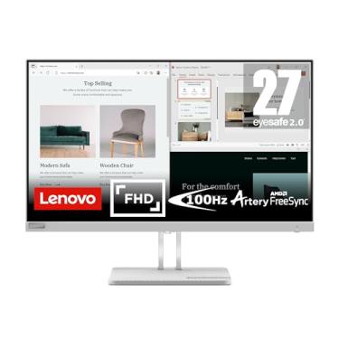 Imagem de Lenovo Monitor L27e-40, tela de 27 polegadas, resolução Full HD, brilho de 300 nits, taxa de atualização de 100 Hz, AMD FreeSync, portas HDMI 1.4 e VGA, suporte ajustável de inclinação, luz azul baixa