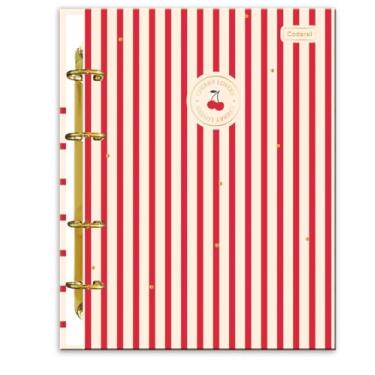 Imagem de Caderno Colegial Cadersil Argolado com Ferragem Dourada Estampa Cherry Lovers – 80 Folhas – Capa Dura com Hot Stamping Dourado – Ideal para Escola ou Anotações do Dia a Dia