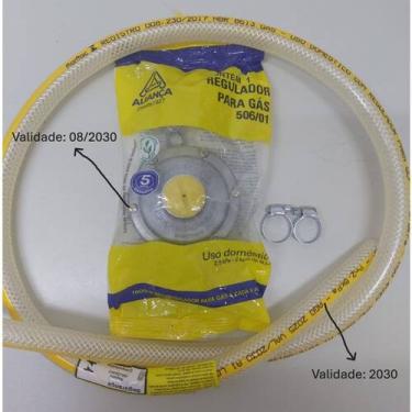 Imagem de Regulador Válvula Registro Gás De Cozinha 2kg 506/01 Aliança Com Mangu