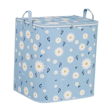 Imagem de Generic Saco de armazenamento de roupas, caixa de armazenamento com tampa, alças grandes reforçadas, bolsa de mudança para embalar dormitórios, roupas, Margarida Azul