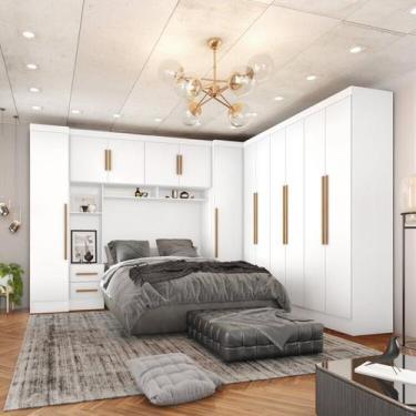 Imagem de Guarda-roupa Modulado Casal Completo 4 Peças 8 Portas 5 Gavetas com Ma