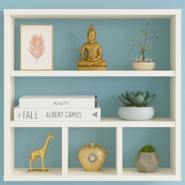 Imagem de Estante Decorativa de Parede Em mdf 80x80x18cm Prateleiras com Divisórias para Sala quarto escritorio