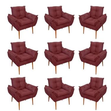 Imagem de Kit 09 Cadeiras Poltronas Opala Clinica Salão Balaqui Decor Cor:marsala