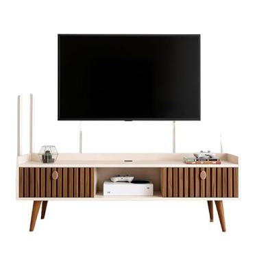 Imagem de Rack Bancada com pés 1.20 Life Copa 2 Portas Moderno Parede TV Até 50Pol Quarto Sala Area Lazer 51 * 120 * 27cm/57 * 110 * 30cm(1.20 Off/ripado)