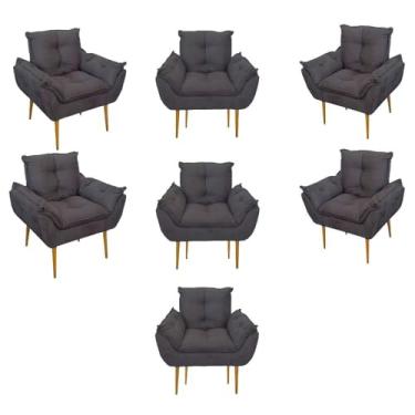 Imagem de Kit 07 Poltronas Decorativas Opala Retro Consultório Cor:cinza