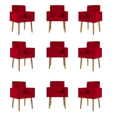 Imagem de Kit 09 Cadeiras Poltronas Decorativa - Escritório - Recepção Cor:vermelho