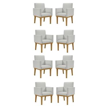 Imagem de Kit 08 Cadeiras Decorativa Reforçada Oferta Balaqui Linho Cor:linho Cinza Claro