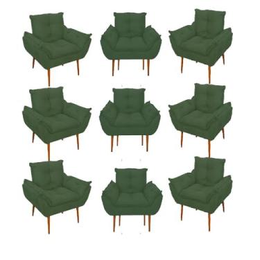 Imagem de Kit 09 Cadeiras Poltronas Opala Clinica Salão Balaqui Decor Cor:verde