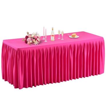 Imagem de Shillance 1 pacote de roupas de mesa rosa choque para mesas retangulares de 2,3 m, toalha de mesa retangular de poliéster premium, resistente a amassados, lavável para casamentos, festas, jantares