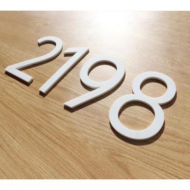 Imagem de Números de casa branca de 15 cm, números de caixa de correio de acrílico branco fosco de fácil instalação, placas de endereço para portas externas, apartamentos, fazendas e hotéis