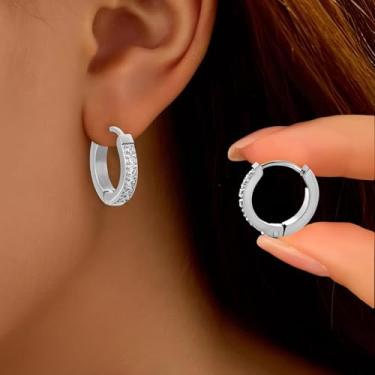 Imagem de Brincos de argola com diamantes, brincos de argola elegantes para mulheres, brincos de diamante cintilante, F, Aço inoxidável, Sem pedra preciosa