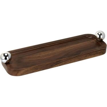 Imagem de Bandeja Retangular Home&co Esfera Plástico Mdf 2x10x30 Marrom Decorativa