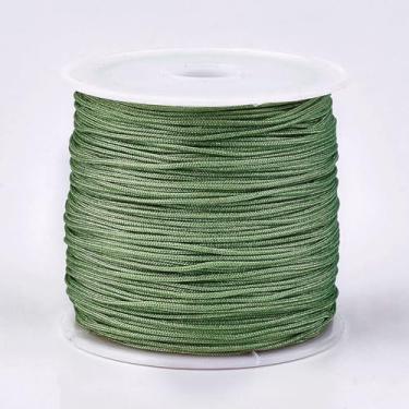 Imagem de Cordão de nylon para pulseiras, 49 metros de 1 mm, cordão de nó chinês, fio de contas verde escuro cor verde do mar, cordão decorativo para artesanato para fazer joias de macramê faça você mesmo