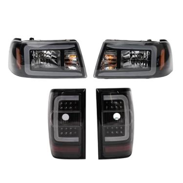 Imagem de TRQ Conjunto de 4 peças de desempenho de farol traseiro do lado do motorista e do passageiro compatível com Ford Ranger 2001-2011 FO2502173 FO2503173 FO2800156 FO2801156 FO2818121 FO2819111