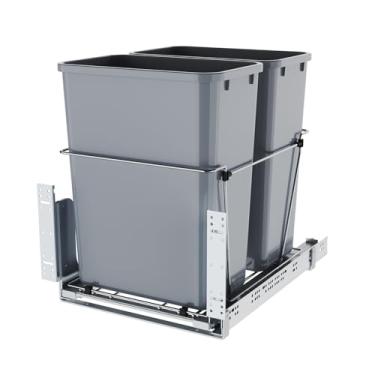 Imagem de Organizador de armário duplo de 35 litros para armazenamento embaixo da pia, não inclui acessórios de porta, sistema de gaveta deslizante ajustável, 38 cm de largura, solução de armazenamento de