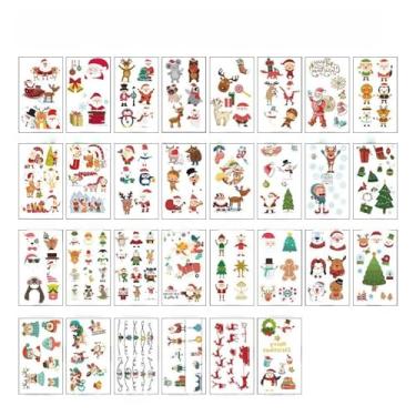 Imagem de Conjunto de 30 peças de tatuagens temporárias de Natal - Suprimentos de decorações de festa de Natal, tatuagens descartáveis para festas de fim de ano | Para decorações de pele e bricolage