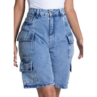 Imagem de Bermuda Jeans Sawary Cargo Feminina-Feminino