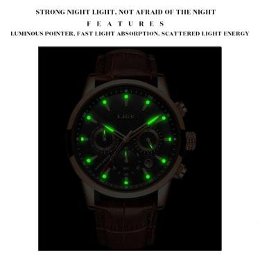 Imagem de Relógio Masculino Lige 9866 à Prova D'água Ouro Preto