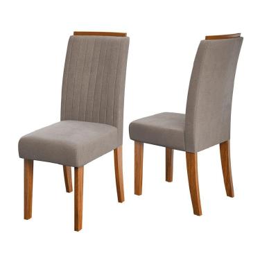 Imagem de Conjunto De 2 Cadeiras Estofada Sala De Jantar Grécia Dobuê Madeirado/mascavo